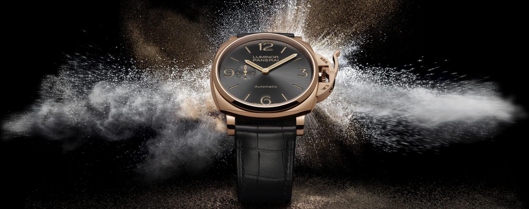 The luxury copy watches are made from red gold.